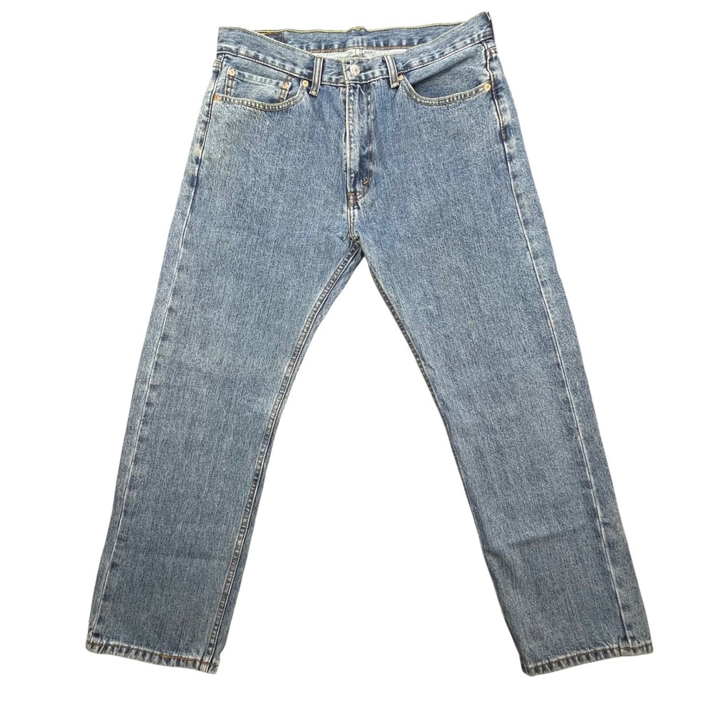 Levi's Blue 505 Regular Fit Straight Leg Jeans Mens 36x30